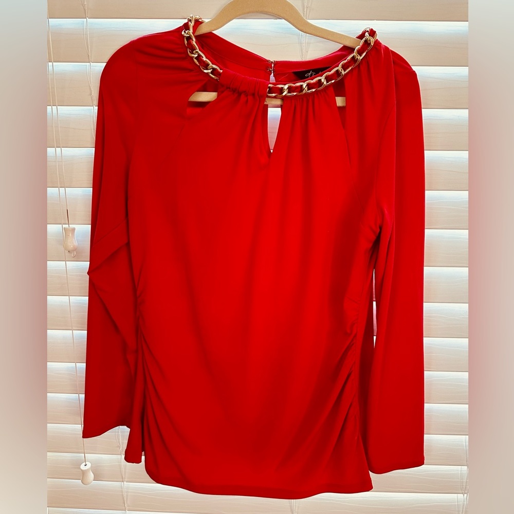 Ladies long sleeved red blouse size L
